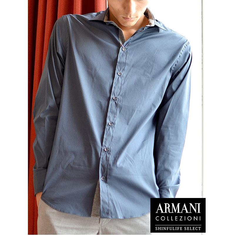 ARMANI COLLEZIONI リネン 長袖シャツ L パープル 極美品 acmzt_3.jpg