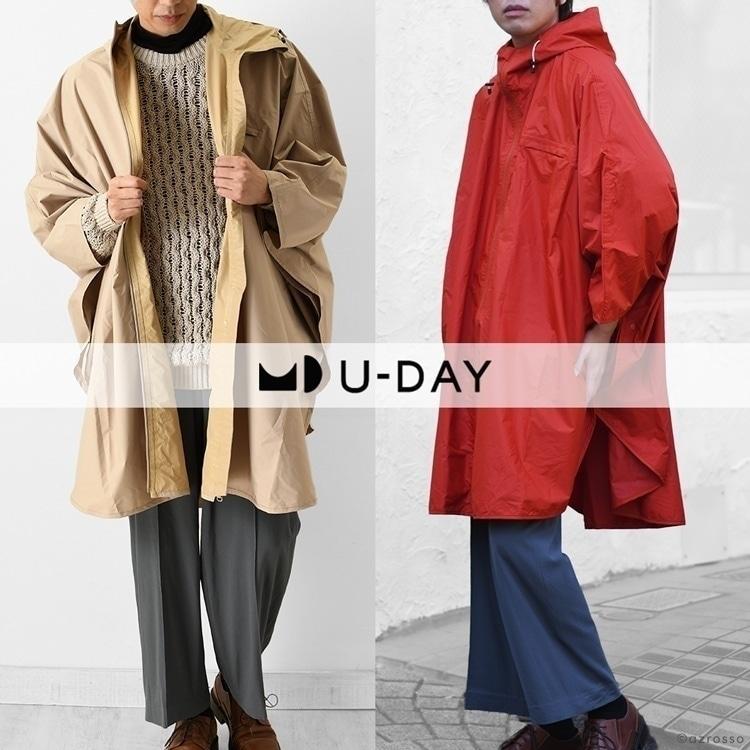 U-DAY レインポンチョ 前開き メンズ 大きい ロング 蒸れない 防水