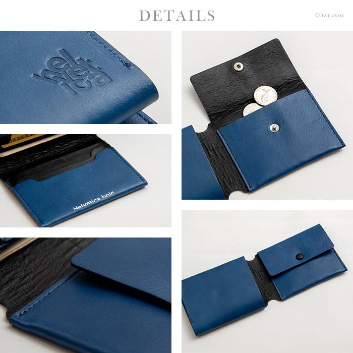 日本製 本革 二つ折り財布 レザー ミニ財布 メンズ ブラック ネイビー