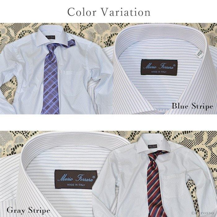 イタリア 製 メンズ ストライプ 大きい サイズ ビジネス シャツ 長袖