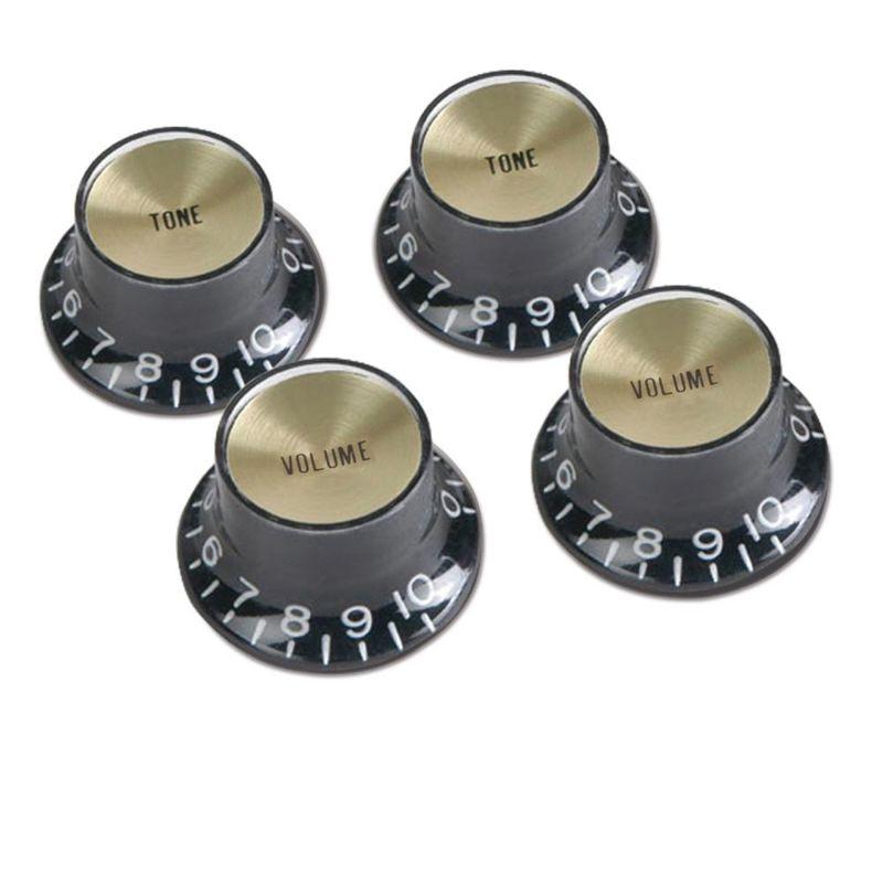 ギブソン Gibson PRMK020 Top Hat Style Knobs Black W/ Gold Metal Insert ノブ