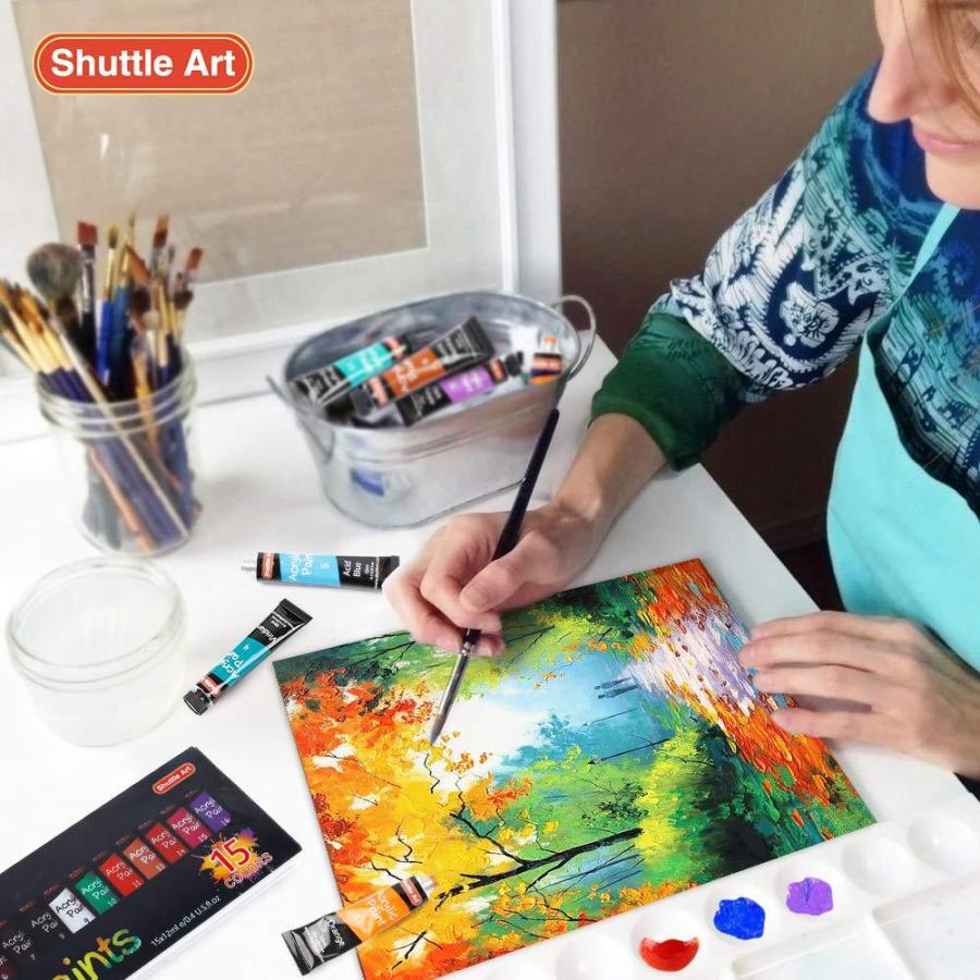 開店記念セール Shuttle Art アクリル絵の具 アクリル顔料 15色セット 速乾 耐久 チューブ 12ml 手作り 布 石 ガラス 子供用 イラスト 塗り絵 クラフト プレゼント Aynaelda Com