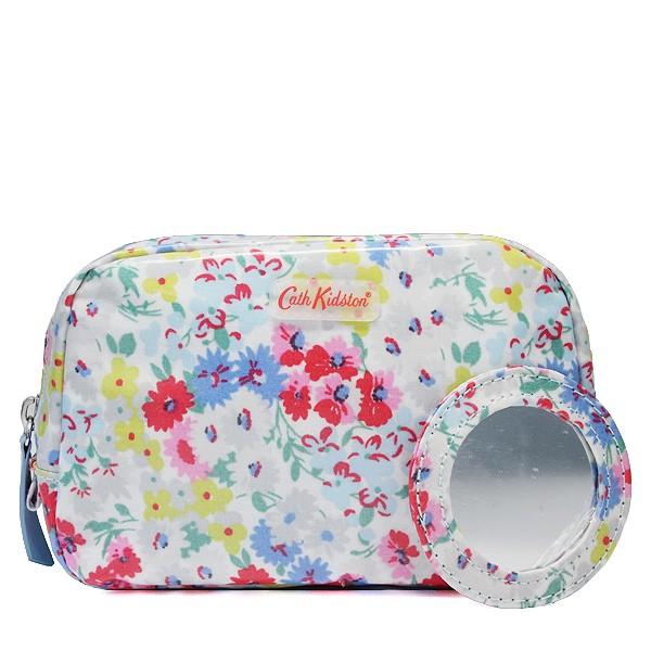 キャスキッドソン ポーチ Cath Kidston コスメポーチ ライトブルー 花柄 化粧ポーチ ミラー付｜for-pleasure