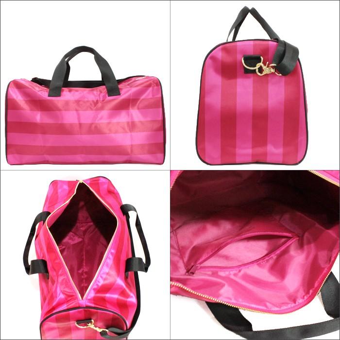 ヴィクトリアシークレット ピンク バッグ Victoria's Secret PINK ボストンバッグ ノベルティ ショルダー付き ボーダー