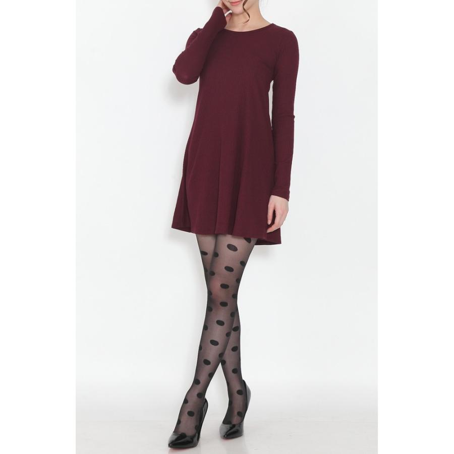 可愛らしい 大ドット柄 20×60デニール シアータイツ ストッキング ハイカット仕様 黒 M-L |  | 04