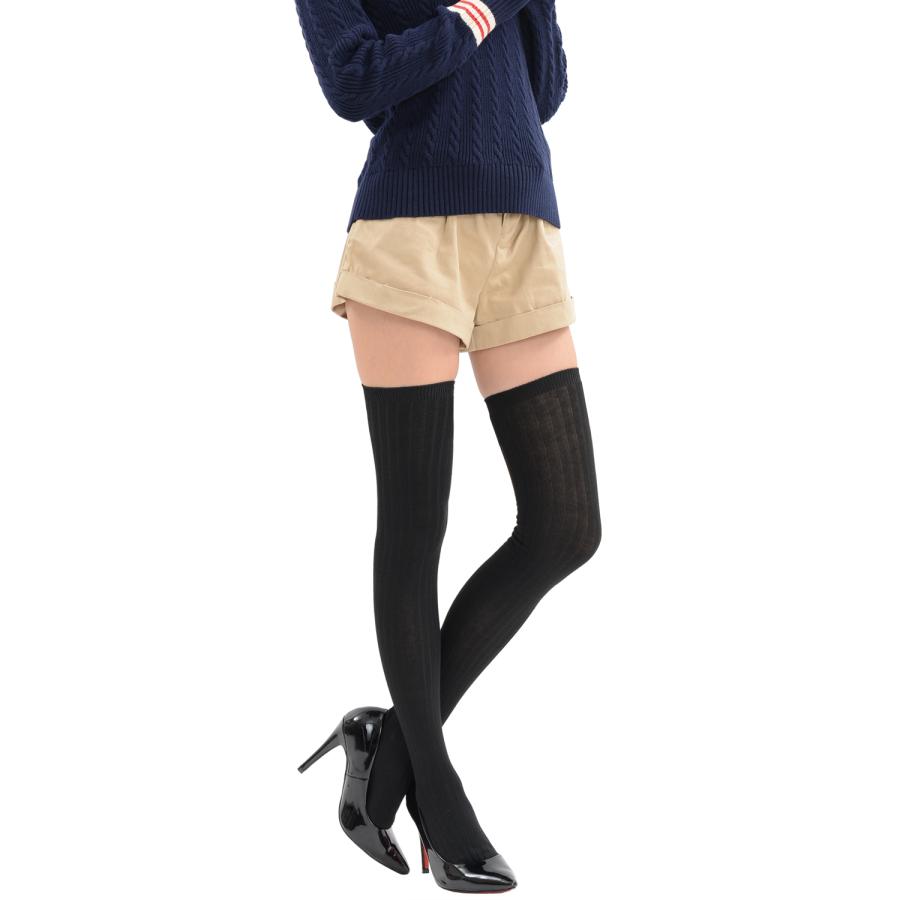 太リブ編み ニーハイソックス オーバーニー 60cm丈 ロング丈 膝上靴下 美脚 |  | 01