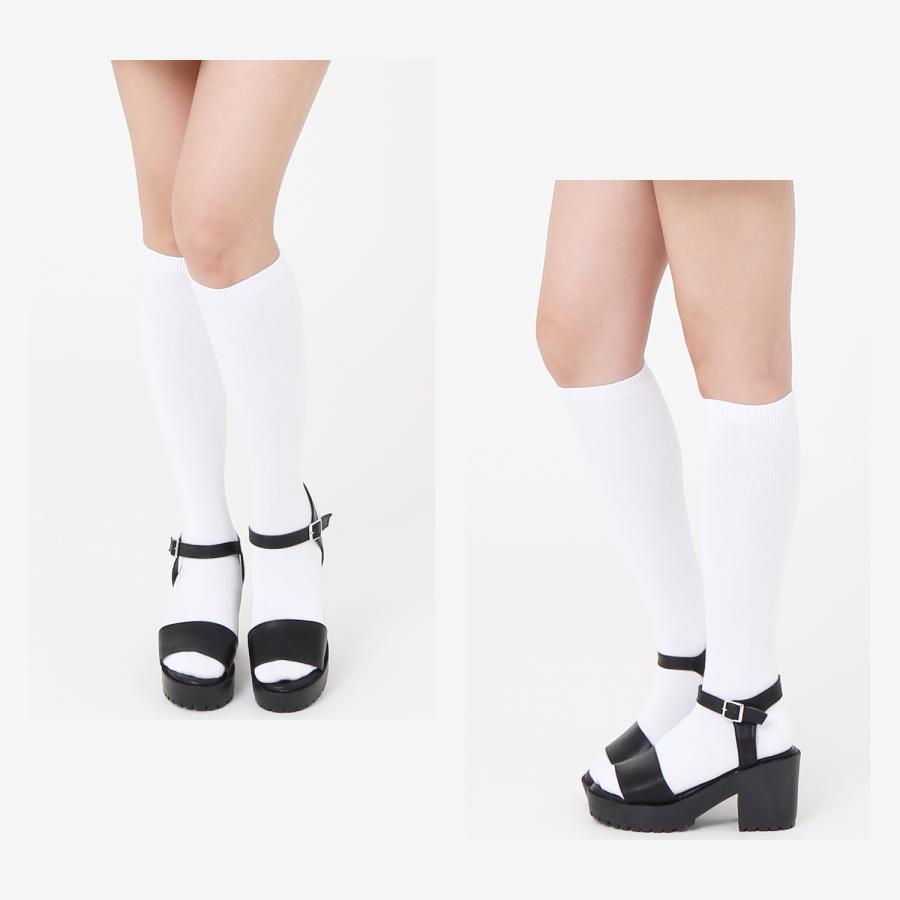 肌にやさしい やわらか綿混素材 日本製 38cm丈 ハイソックス 平編み 無地 |  | 04