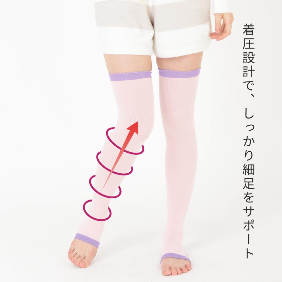 おやすみ 着圧 ニーソックス オーバーニー トゥレス オープントゥ ひざ上丈 就寝靴下 |  | 02