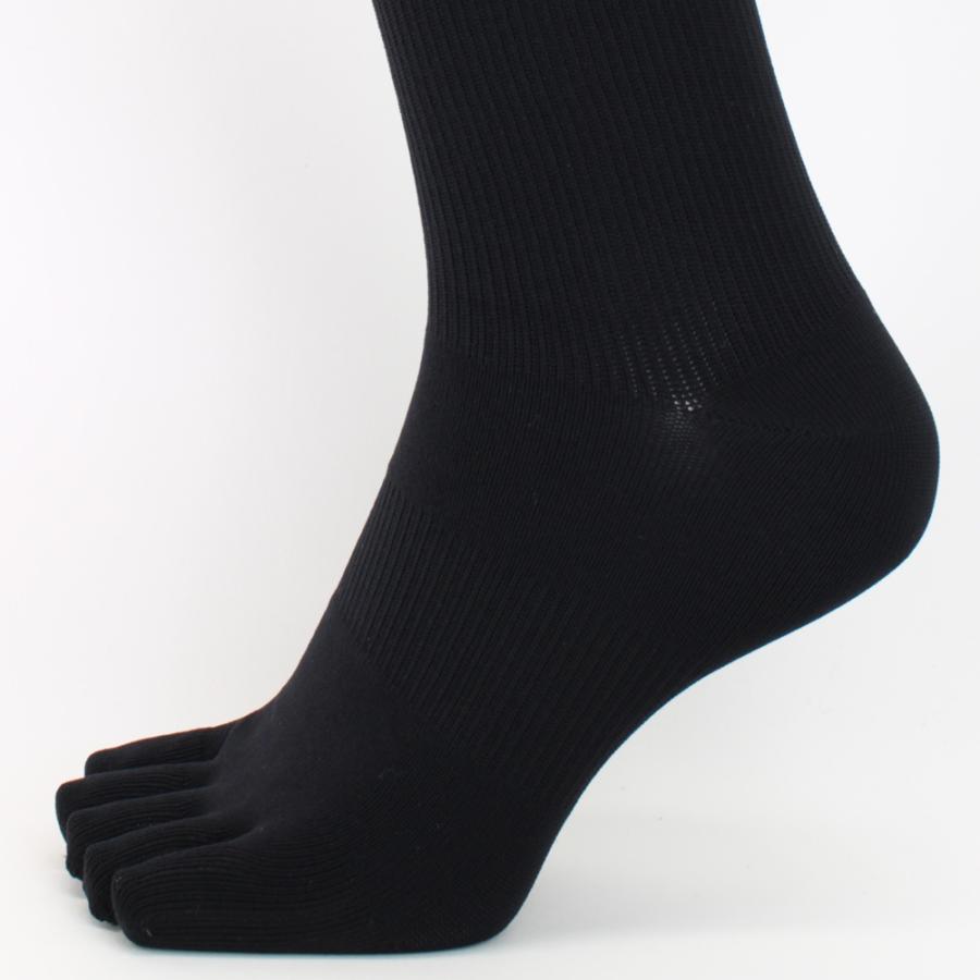 スッキリ引き締め 5本指 ナイロン 着圧ハイソックス 36cm丈 リブ ひざ下丈 黒 23-25cm |  | 03