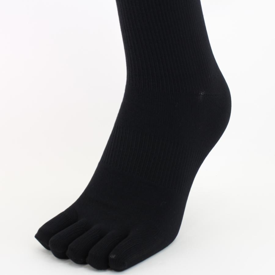 スッキリ引き締め 5本指 ナイロン 着圧ハイソックス 36cm丈 リブ ひざ下丈 黒 23-25cm |  | 04
