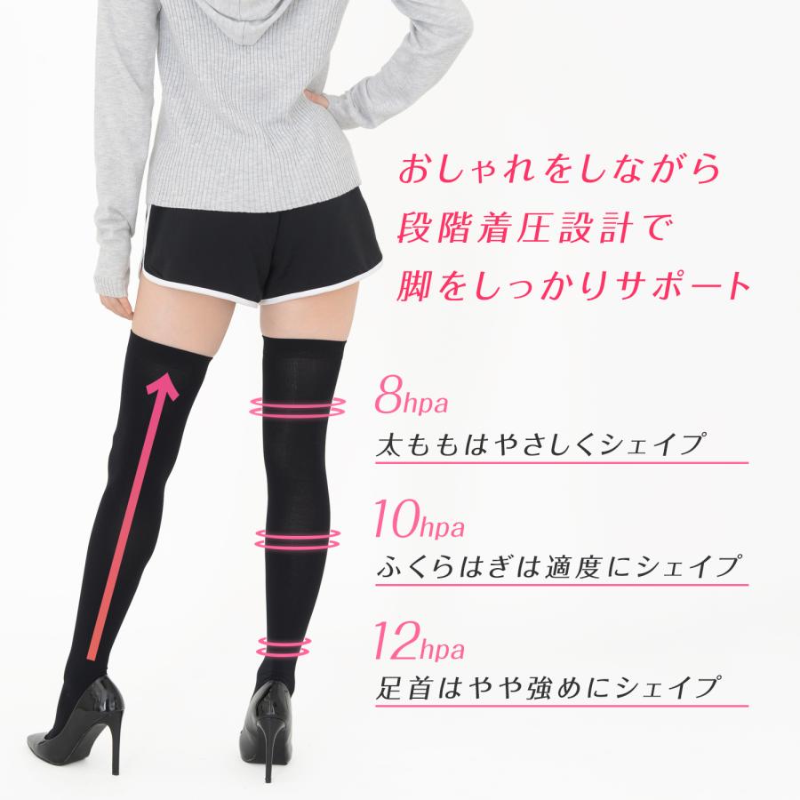 スラッと美脚 段階着圧設計 ニーハイ オーバーニーソックス 無地 スラッと美脚 段階着圧設計 ニーハイ オーバーニーソックス 無地