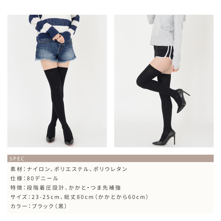 スラッと美脚 段階着圧設計 ニーハイ オーバーニーソックス 無地 60cm ニーハイ確認画像