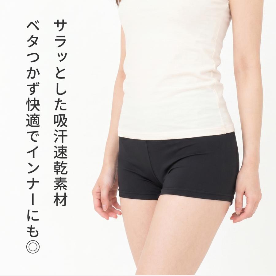 サラッと素材 1分丈 ショート レギンス スパッツ アンダーパンツ 黒 無地 |  | 01
