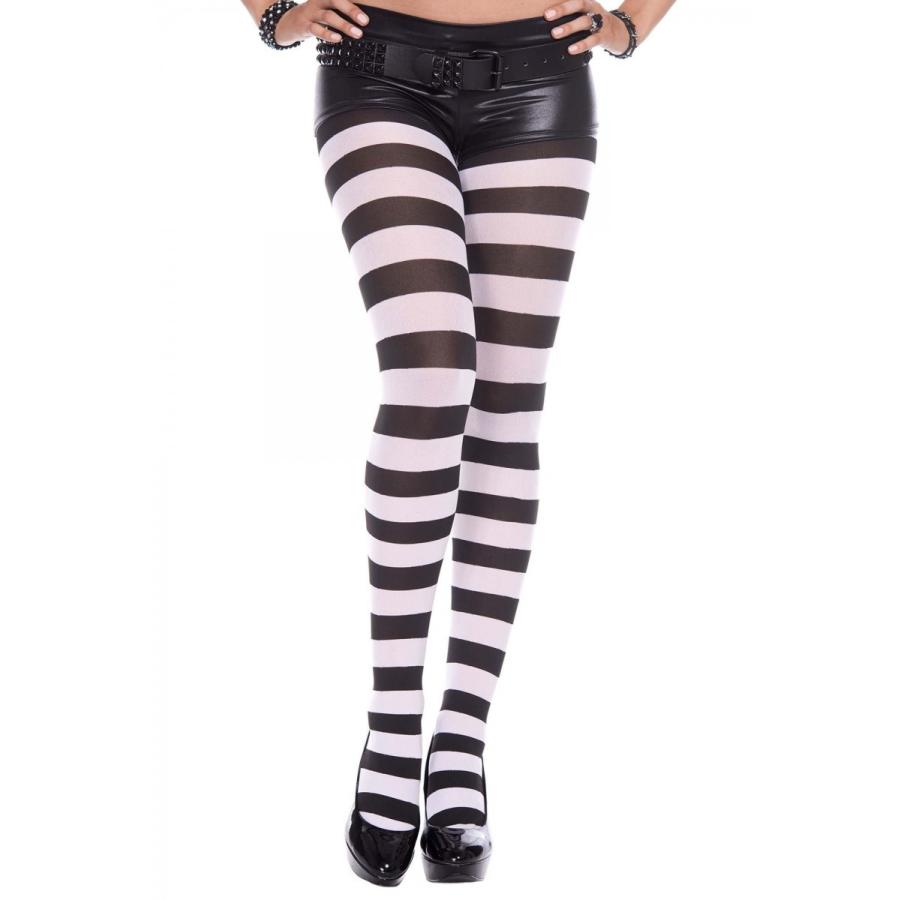 Music Legs モノトーン ワイドボーダー柄 オペイクタイツ ストッキング | Music Legs | 01