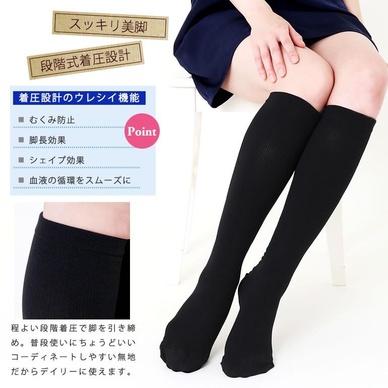 むくみスッキリ 段階着圧 綿混リブ ハイソックス 表糸綿100％ ふくらはぎ18hPa 足首24hPa |  | 01