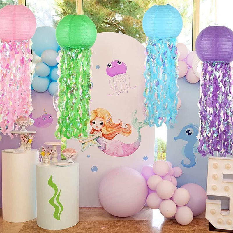 逸品 Lihao 誕生日 飾り付け 女の子 人魚 バースデー 飾り 提灯 七夕飾り パーティー飾り 4個入 ちょうちん 紙提灯 吹流し パーティー その他パーティーグッズ Www We Job Com