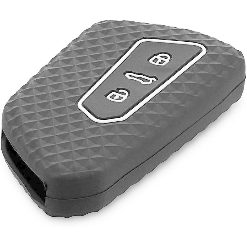 kwmobile 対応: VW Golf 8 3-ボタン 車のキー ケース - シリコン キーケース 落下防止 車鍵 - 鍵ケース 黒色/白  【第1位獲得！】