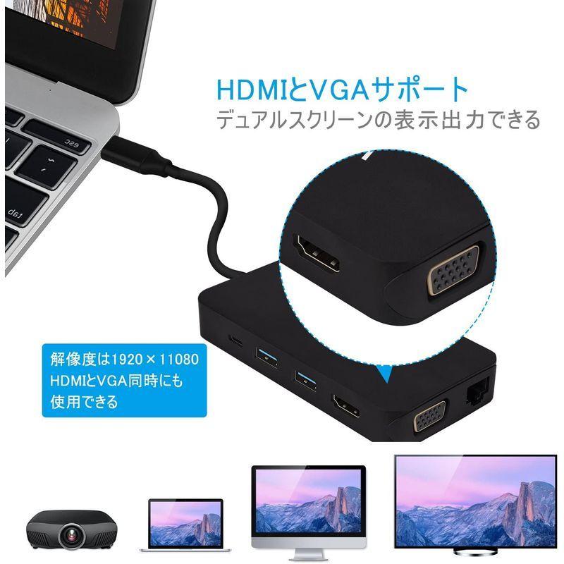 USB C ハブ usb 変換アダプター HDMIとVGA同時表示 type c hub USB C ハブ SD＆Micro SDカードリー USB ハブ usb 変換アダプター HDMIとVGA同時表示 type hub SD＆Micro SDカードリー Type