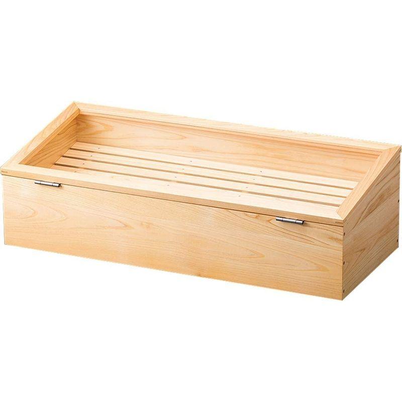 ヤマコー 日本製 桧 ネタ箱 傾斜型 目皿・ステンレスバット付 (長) 69.2×29.5×20.5cm 業務用 木製 白木 35626 ヤマコー 35626