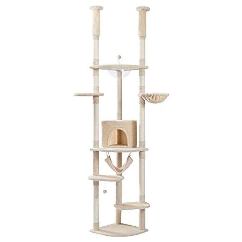 PETEPELA(ぺテぺラ) キャットタワー 突っ張り ツッパリ 猫タワー スリム 省スペース 透明 宇宙船ハンモック おもちゃ 麻紐 爪と(10435円)