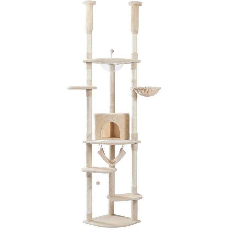 PETEPELA(ぺテぺラ) キャットタワー 突っ張り ツッパリ 猫タワー スリム 省スペース 透明 宇宙船ハンモック おもちゃ 麻紐 爪と ぺテぺラ キャットタワー 突っ張り ツッパリ 猫タワー スリム 省スペース 透明 宇宙船ハンモック おもちゃ 麻紐 爪と