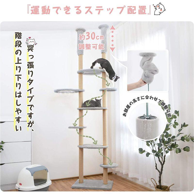 Mwpo 透明宇宙船 窓付きの透明ステップ 突っ張りタイプキャットタワー おうちで木登りタワー 多頭飼い 天然サイザル麻紐 爪とぎガリガリ 透明宇宙船 窓付きの透明ステップ 突っ張りタイプキャットタワー おうちで木登りタワー 多頭飼い 天然サイザル麻紐 爪とぎガリガリ