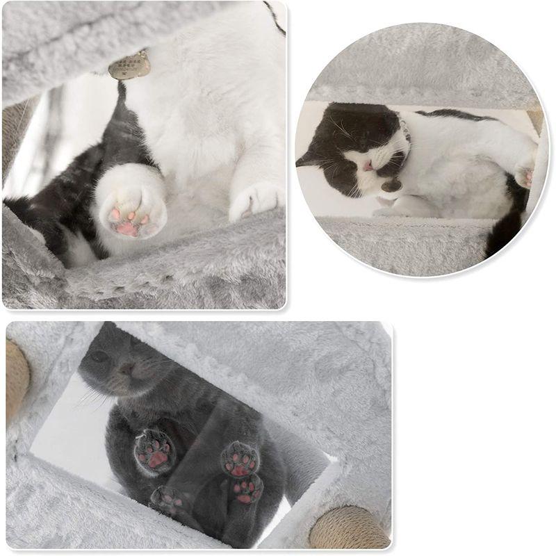 Mwpo 透明宇宙船 窓付きの透明ステップ 突っ張りタイプキャットタワー おうちで木登りタワー 多頭飼い 天然サイザル麻紐 爪とぎガリガリ 透明宇宙船 窓付きの透明ステップ 突っ張りタイプキャットタワー おうちで木登りタワー 多頭飼い 天然サイザル麻紐 爪とぎガリガリ