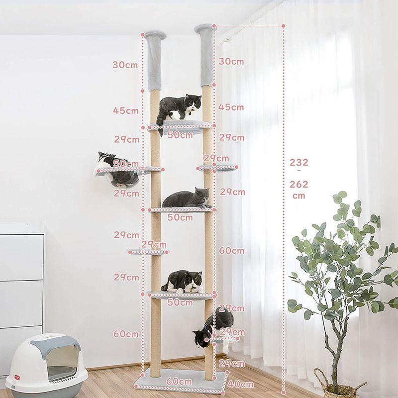 Mwpo 透明宇宙船 窓付きの透明ステップ 突っ張りタイプキャットタワー おうちで木登りタワー 多頭飼い 天然サイザル麻紐 爪とぎガリガリ 透明宇宙船 窓付きの透明ステップ 突っ張りタイプキャットタワー おうちで木登りタワー 多頭飼い 天然サイザル麻紐 爪とぎガリガリ