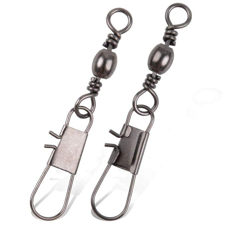 釣りスイベルスナップ スイベル付きスナップ インタースナップ付タルスイベル 高強度 釣りルアーコネクター 100個B型10 31lb