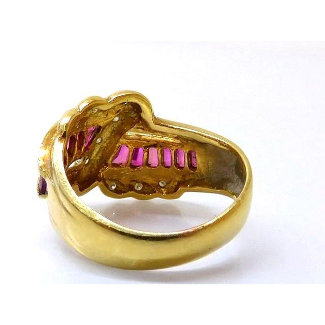 K18 YG イエローゴールド リング □ 12号 ルビー 1.4ct ダイヤ 0.05ct 