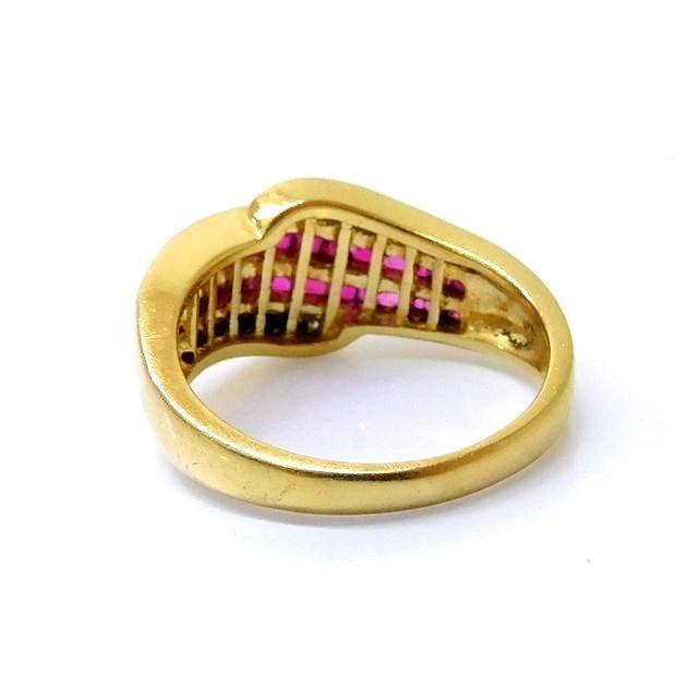 K18 YG イエローゴールド リング □ 12号 ルビー 1.05ct ダイヤ 0.25ct 