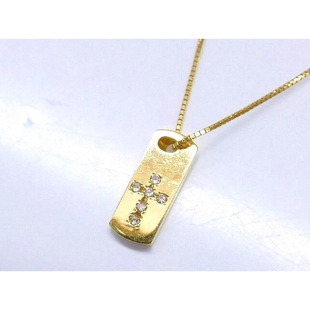 K18 YG イエローゴールド ネックレス □ プレート トップ クロス 