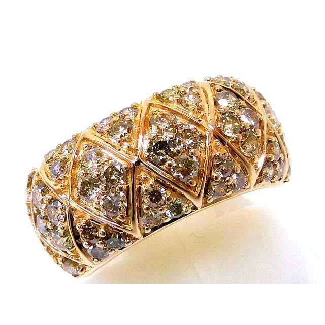 新品同様 GSTV K18 PG ピンクゴールド リング ☆ 10号 ブラウンダイヤ  