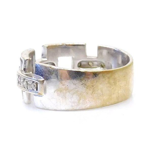 K18 WG ホワイトゴールド リング □ 12.5号 オニキス シェル ダイヤ  