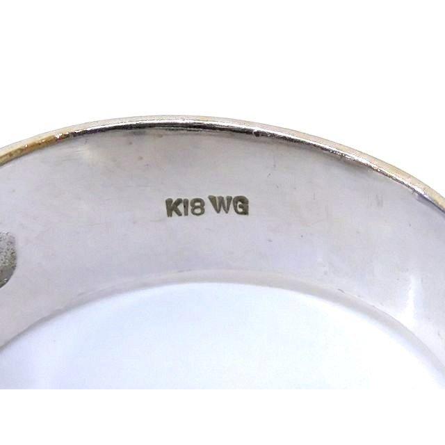 K18 WG ホワイトゴールド リング □ 12.5号 オニキス シェル ダイヤ  
