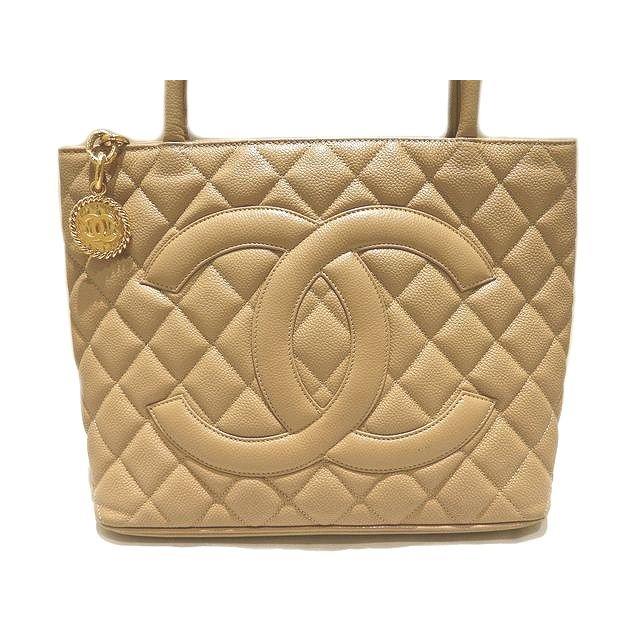 CHANEL シャネル 復刻トート ベージュ系 キャビアスキン ☆ ゴールド  