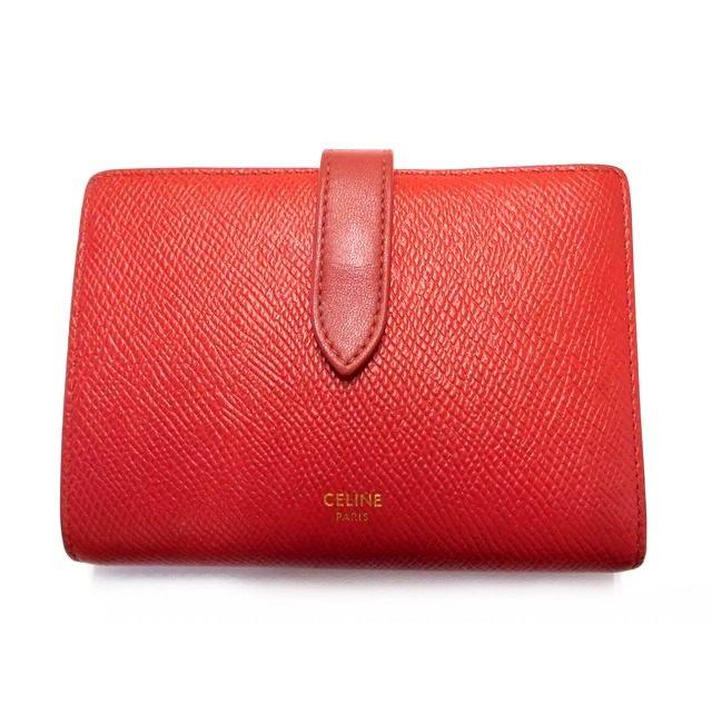 CELINE セリーヌ □ ミディアム レザー ストラップウォレット 二つ折り 