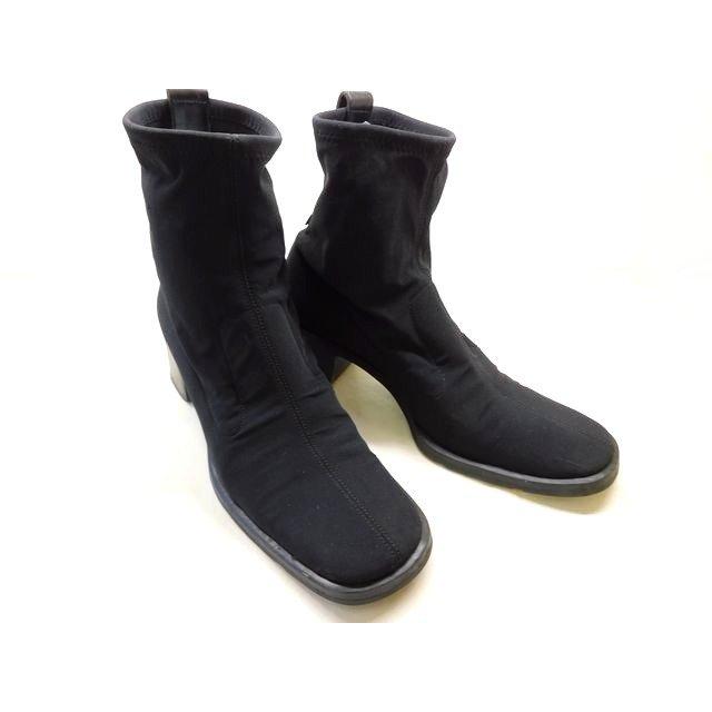 3F グッチ ショートブーツ □ 36 約23cm ブラック 黒 化学繊維 