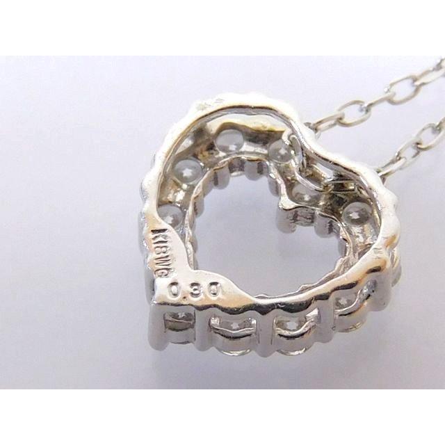 K18 WG ホワイトゴールド ネックレス □ ダイヤ 0.30ct ハート