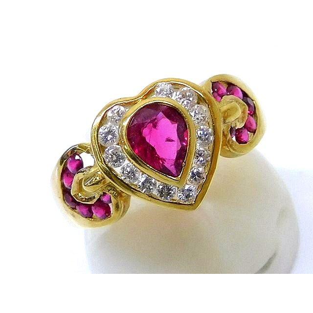 k18 ルビー　ダイヤモンドリング　10号 ルビー 指輪 リング レディース シンプル ダイヤモンド K10 10金 10k