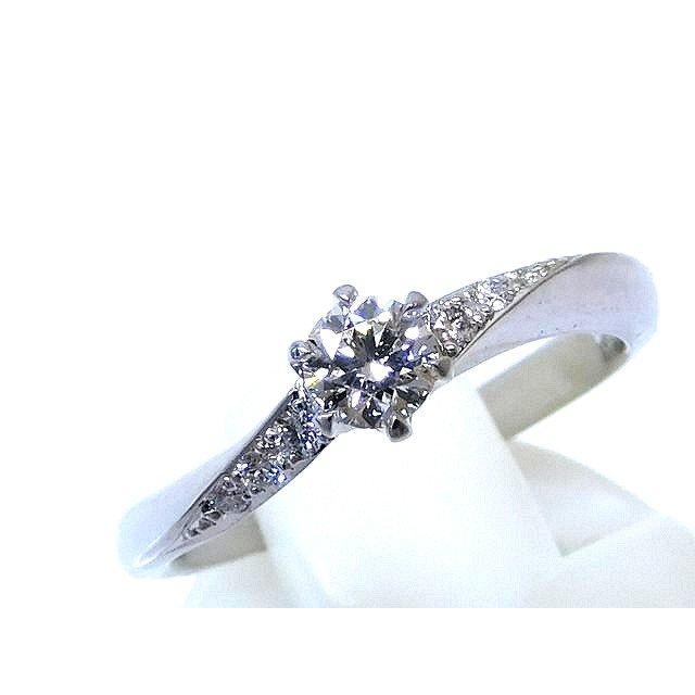新品同様品 ラザールダイヤモンド リング ☆ Pt950 7号 ダイヤ 0.18ct 