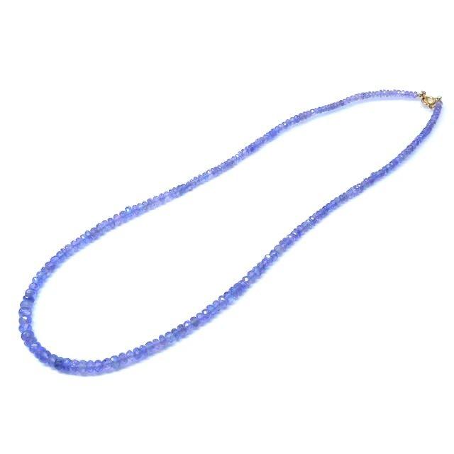 K18 YG イエローゴールド金具 天然 タンザナイト □ ビーズ ネックレス  