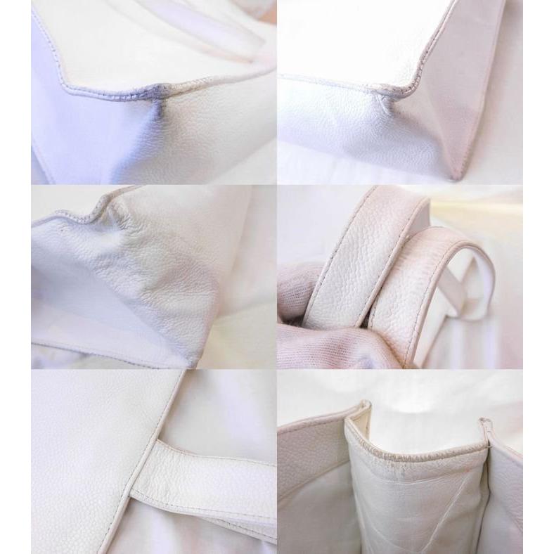 シャネル トートバッグ □ ヴィンテージ ココマーク キャビアスキン 白  