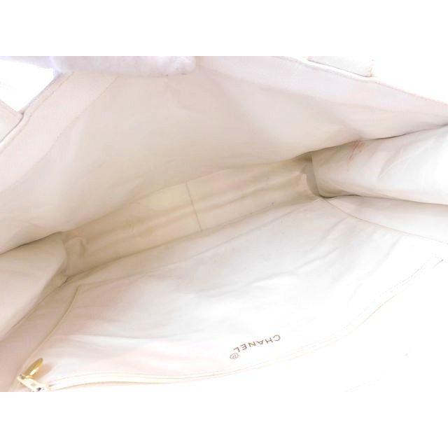 シャネル トートバッグ □ ヴィンテージ ココマーク キャビアスキン 白  