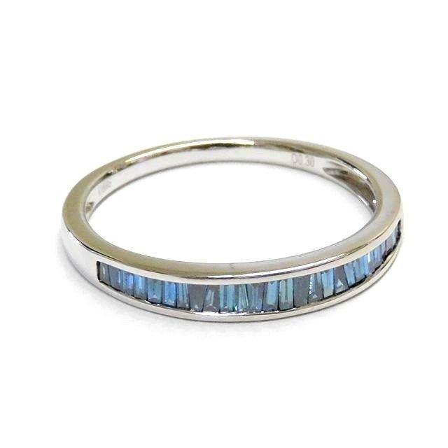 K18 WG ホワイトゴールド ブルーダイヤ 0.30ct □ 19号 リング 染め