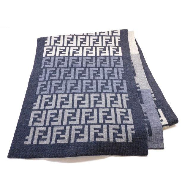 FENDI ズッカ柄 グレー系マフラー フェンディ ウール100% FENDI