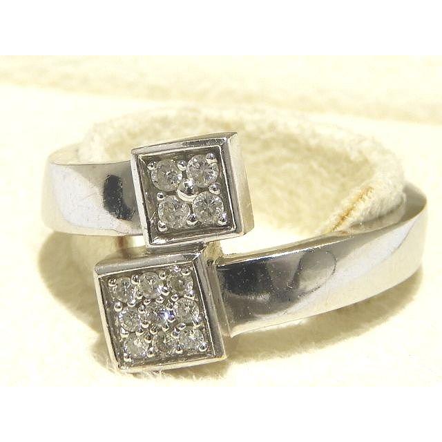 美品 ヴァンドーム青山 K18WG ダイヤ0.18ct スネーク調 リング ☆ #15 