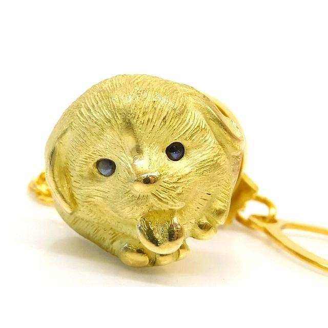美品 ピンブローチ ネクタイピン タイタック ☆ 犬モチーフ K18 YG