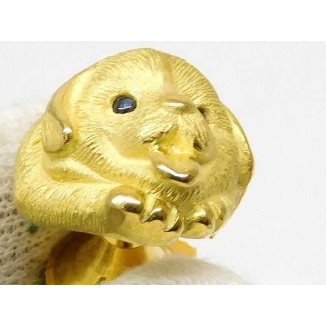 美品 ピンブローチ ネクタイピン タイタック ☆ 犬モチーフ K18 YG
