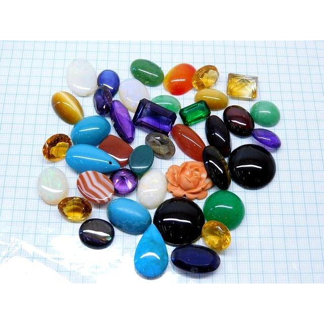 16番 大 色石 裸石 外し石 ルース まとめ売り □ 約65g カラー